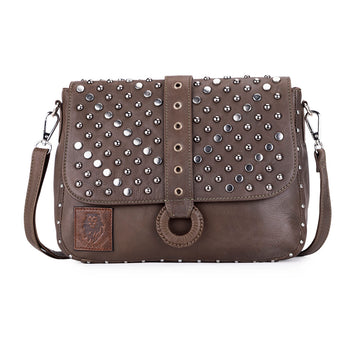 Abelardo Hank Studded Brown Shoulder Bag