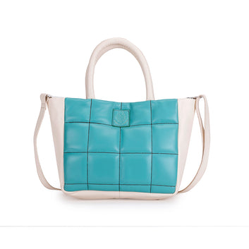 Abelardo Daino Teal and Ivory Top-Handle Bag