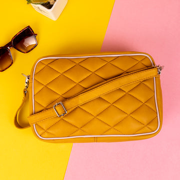 Abelardo Minimilastic Yellow Quilted Sling Bag