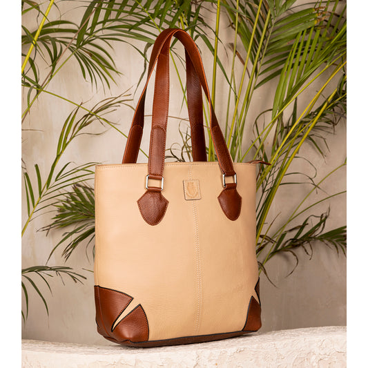 Abelardo Anchor Tailored Beige And Brown Tote Bag