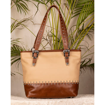 Abelardo Cinnamon Beige and Brown Tote Bag