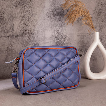 Abelardo Minimilastic Blue Quilted Sling Bag