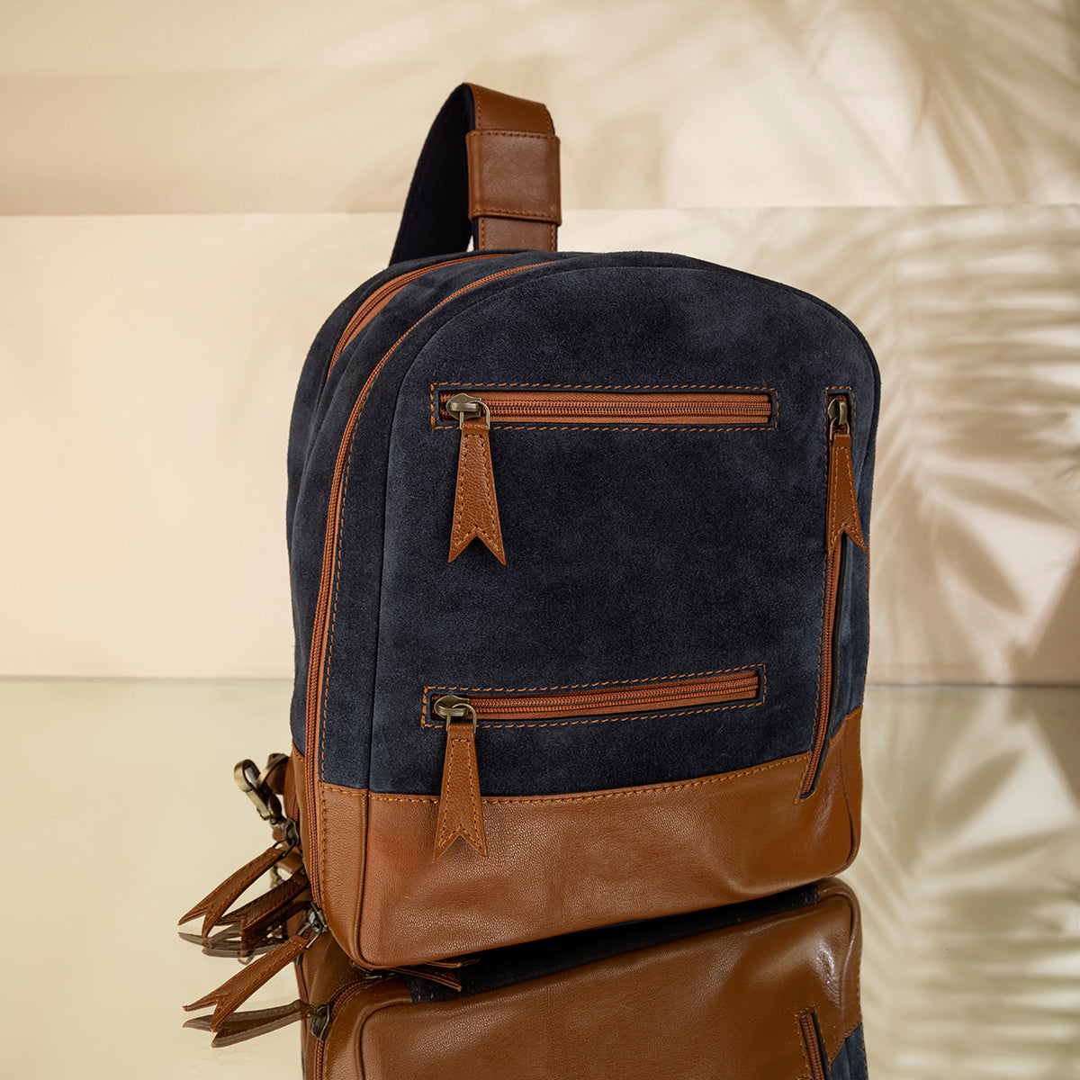 Abelardo Multi Blue/Brown Backpack Bag ABELARDO DE MODA