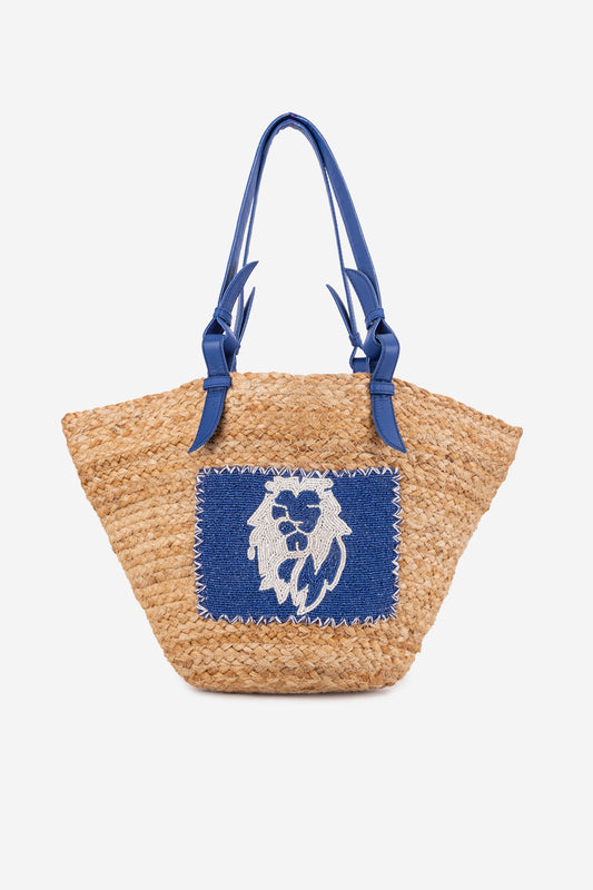 ECO-CONSCIOUS BELLA BEIGE/BLUE SHOULDER BAG