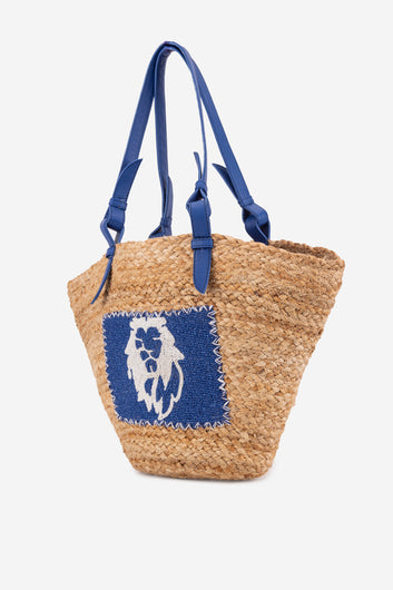 ECO-CONSCIOUS BELLA BEIGE/BLUE SHOULDER BAG