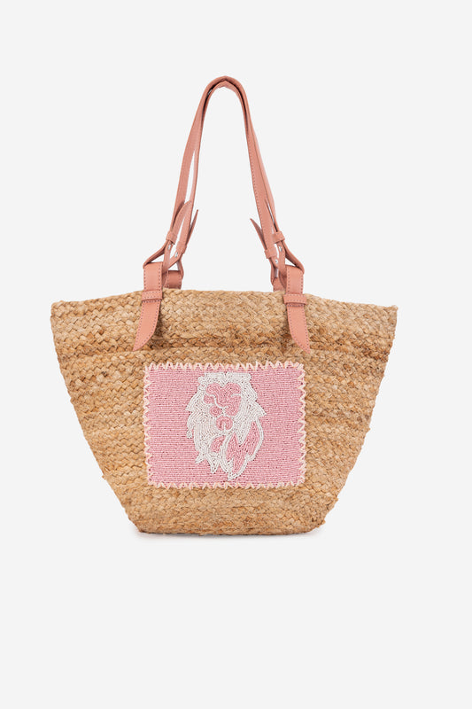 ECO-CONSCIOUS BELLA BEIGE/ROSE PINK SHOULDER BAG