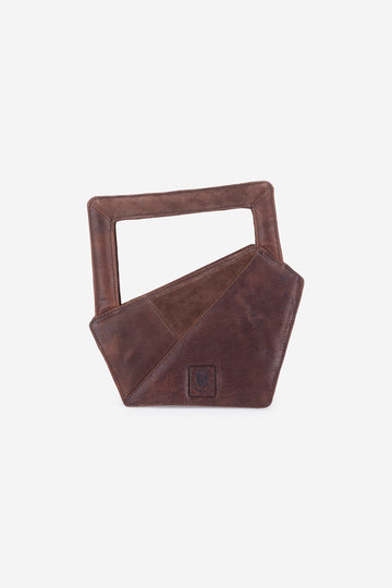 Abelardo Scarlet Brown Geometry Cut Hand Bag