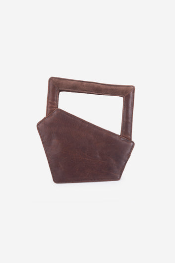 Abelardo Scarlet Brown Geometry Cut Hand Bag