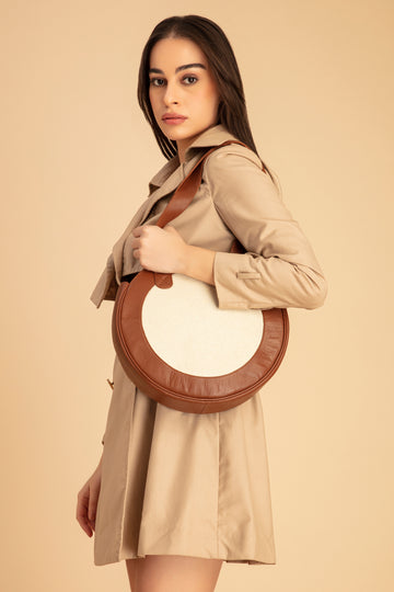 Abelardo Tia Ivory & Brown Shoulder Bag