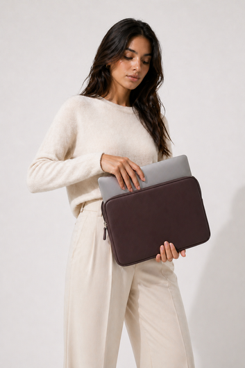 Akira Brown Padded Laptop Sleeve – Premium Leather Case for MacBook & Laptops (13" & 16")