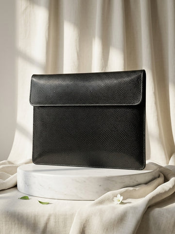 Lorenzo Noir Genuine Leather Laptop Sleeve for MacBook & Laptops – Midnight Black Lizard | Abelardo De Moda