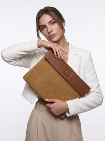 Enea Luxury Leather Laptop Sleeve for MacBook & Laptops – Premium Protection Case for 14” & 16” Devices