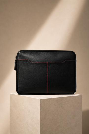 Casper Black Padded Laptop Sleeve – Premium Leather Case for MacBook & Laptops (13" to 16")