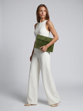 Enea Luxury Green Leather Laptop Sleeve for MacBook & Laptops – Premium Protection Case for 14” & 16” Devices