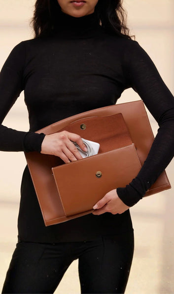Donella Genuine Tan Leather Handcrafted Laptop Sleeve – Minimalist Sleeve for MacBook & Laptops