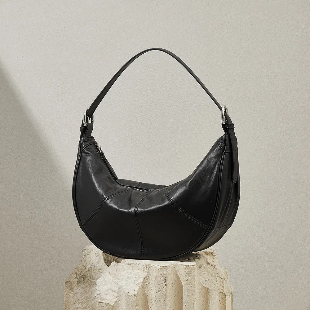 Ambre Black Leather Shoulder Bag ABELARDO DE MODA