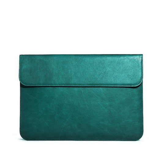 OCEAN TEAL LEATHER LAPTOP SLEEVE(16