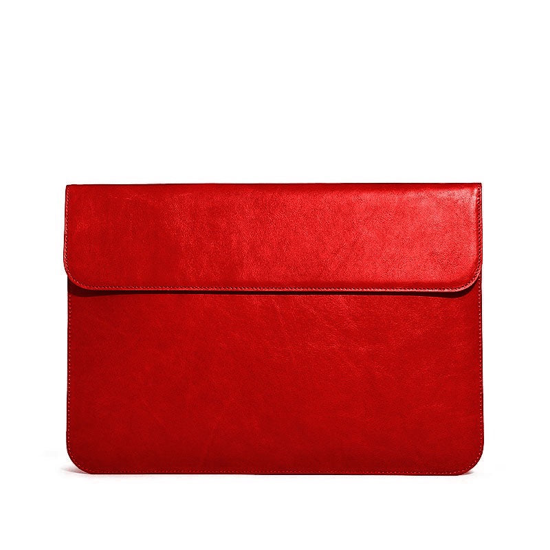 OCEAN RED LEATHER LAPTOP SLEEVE(14") ABELARDO DE MODA