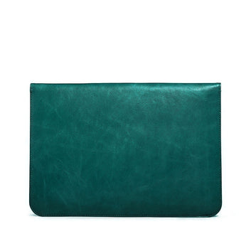 OCEAN TEAL LEATHER LAPTOP SLEEVE(16