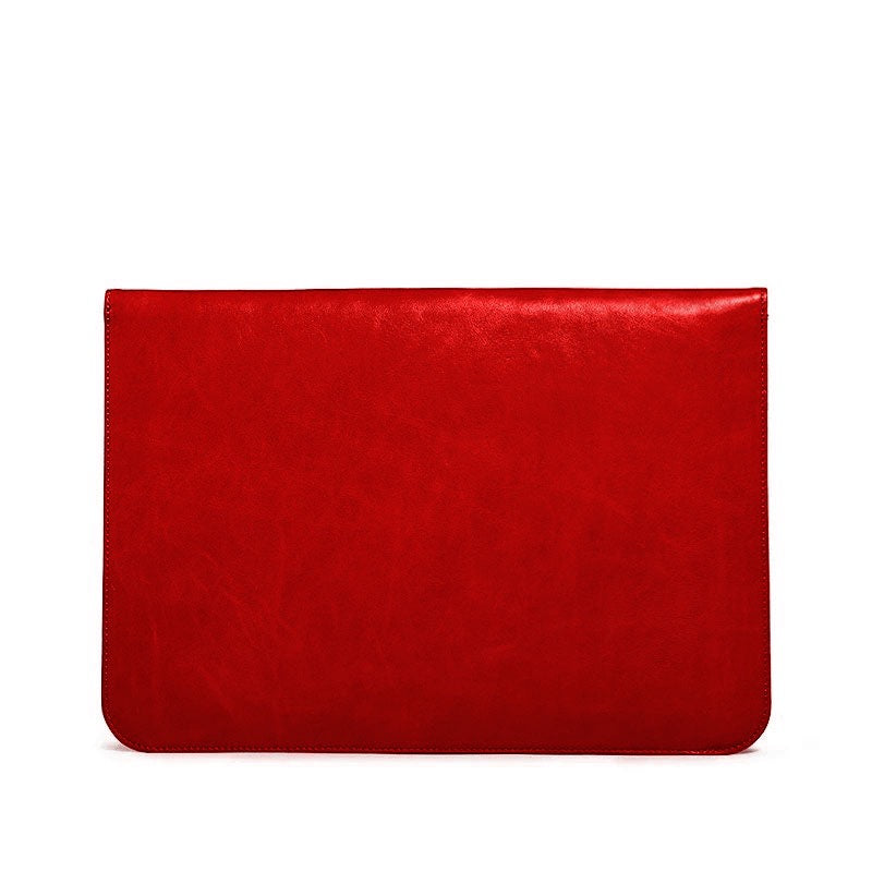 OCEAN RED LEATHER LAPTOP SLEEVE(14") ABELARDO DE MODA