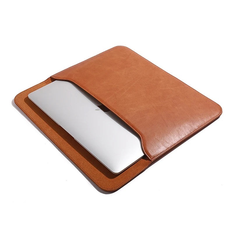 OCEAN TAN LEATHER LAPTOP SLEEVE(14") ABELARDO DE MODA