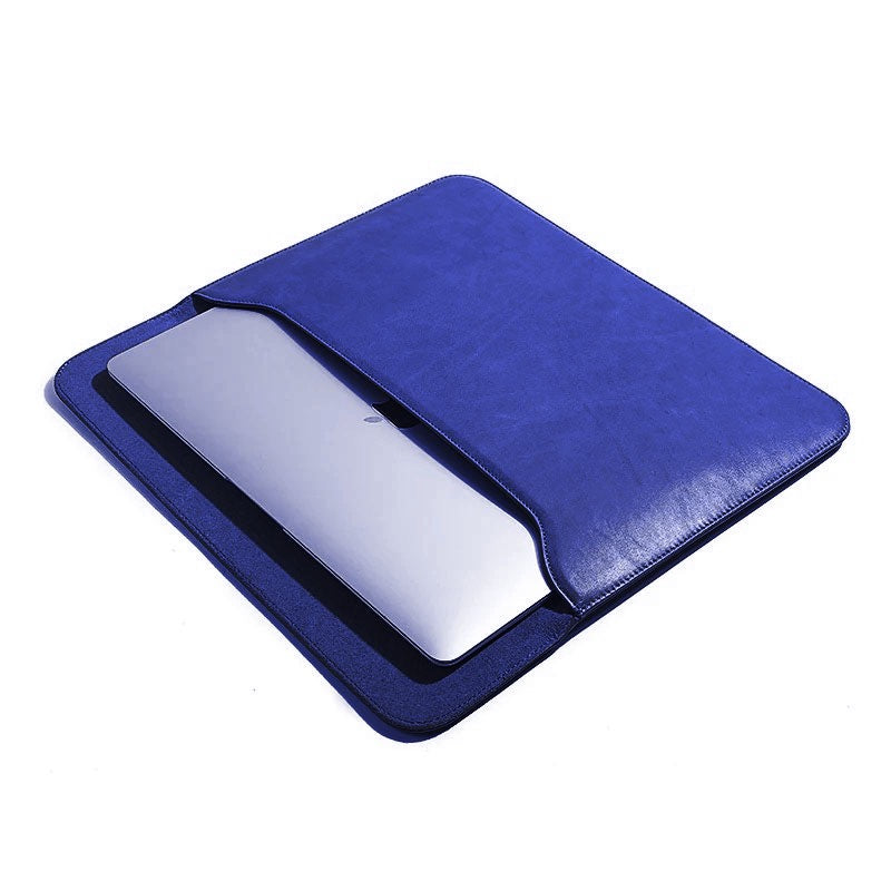 OCEAN BLUE LEATHER LAPTOP SLEEVE(16") ABELARDO DE MODA