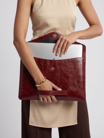 Vittorio Heritage Genuine Leather Laptop Sleeve for MacBook & Laptops – Vintage Burgundy | Premium Heritage Leather Case | Abelardo De Moda