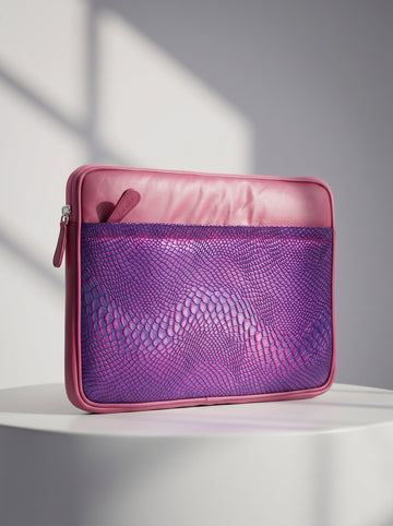 Aveline Genuine Purple/Pink Leather Padded Laptop Sleeve – Premium Leather Case for MacBook & Laptops (14" to 16")
