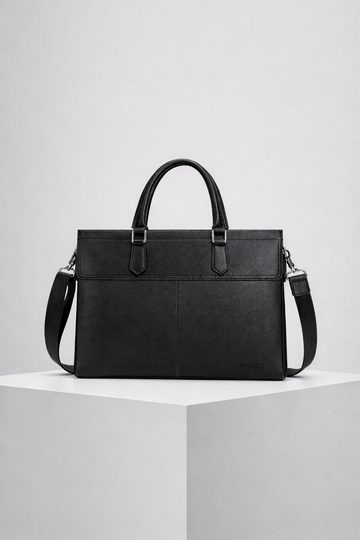 Primo Black Genuine Leather Laptop Sleeve – Handcrafted in India for MacBook & 14–16″ Laptops