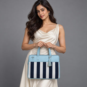 Aurelia Blue & Navy Striped Laptop Bag for 16" Laptop & MacBook